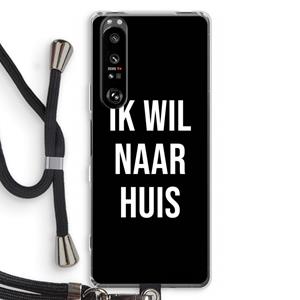 CaseCompany Ik wil naar huis - Zwart: Sony Xperia 1 III Transparant Hoesje met koord