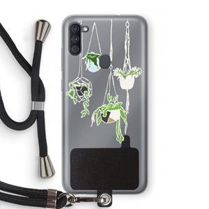 CaseCompany Hang In There: Samsung Galaxy A11 Transparant Hoesje met koord