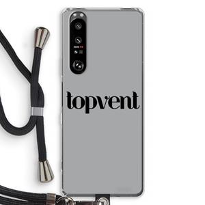 CaseCompany Topvent Grijs Zwart: Sony Xperia 1 III Transparant Hoesje met koord