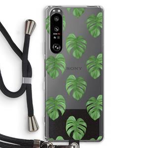 CaseCompany Monstera leaves: Sony Xperia 1 III Transparant Hoesje met koord