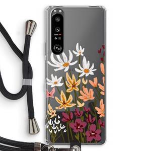 CaseCompany Painted wildflowers: Sony Xperia 1 III Transparant Hoesje met koord