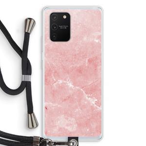 CaseCompany Roze marmer: Samsung Galaxy S10 Lite Transparant Hoesje met koord