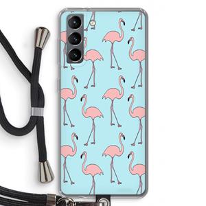 CaseCompany Anything Flamingoes: Samsung Galaxy S21 Transparant Hoesje met koord