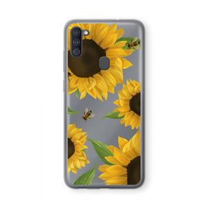 CaseCompany Sunflower and bees: Samsung Galaxy A11 Transparant Hoesje