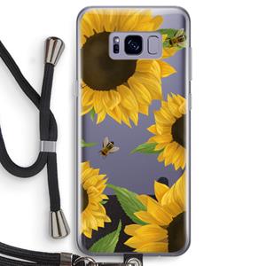 CaseCompany Sunflower and bees: Samsung Galaxy S8 Transparant Hoesje met koord