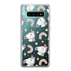 CaseCompany Rainbow Unicorn: Samsung Galaxy S10 Plus Transparant Hoesje