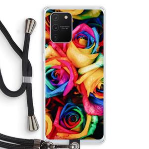 CaseCompany Neon bloemen: Samsung Galaxy S10 Lite Transparant Hoesje met koord
