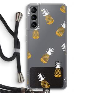 CaseCompany Ananasjes: Samsung Galaxy S21 Transparant Hoesje met koord