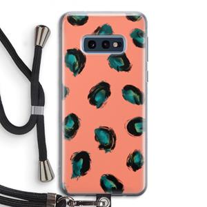 CaseCompany Pink Cheetah: Samsung Galaxy S10e Transparant Hoesje met koord