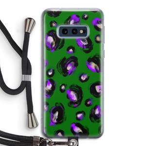 CaseCompany Green Cheetah: Samsung Galaxy S10e Transparant Hoesje met koord