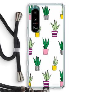 CaseCompany Sanseveria: Sony Xperia 5 III Transparant Hoesje met koord