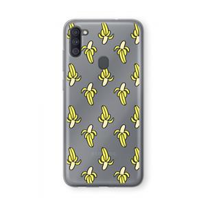 CaseCompany Bananas: Samsung Galaxy A11 Transparant Hoesje