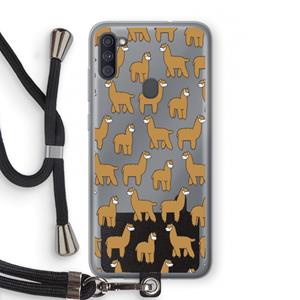 CaseCompany Alpacas: Samsung Galaxy A11 Transparant Hoesje met koord