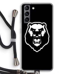 CaseCompany Angry Bear (black): Samsung Galaxy S21 Transparant Hoesje met koord