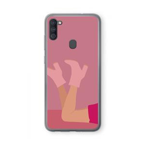 CaseCompany Pink boots: Samsung Galaxy A11 Transparant Hoesje