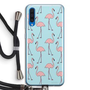 CaseCompany Anything Flamingoes: Samsung Galaxy A50 Transparant Hoesje met koord