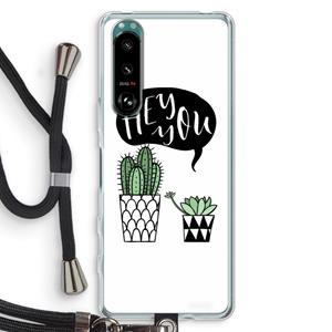 CaseCompany Hey you cactus: Sony Xperia 5 III Transparant Hoesje met koord