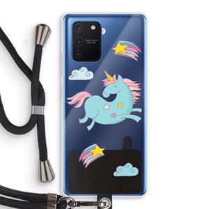 CaseCompany Vliegende eenhoorn: Samsung Galaxy Note 10 Lite Transparant Hoesje met koord