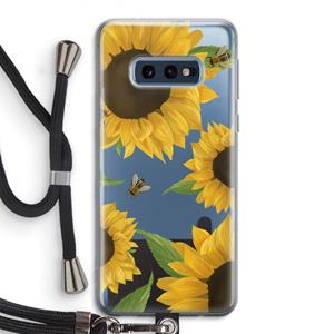 CaseCompany Sunflower and bees: Samsung Galaxy S10e Transparant Hoesje met koord