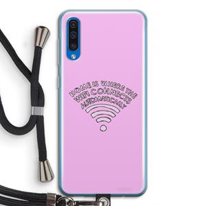 CaseCompany Home Is Where The Wifi Is: Samsung Galaxy A50 Transparant Hoesje met koord