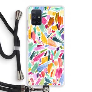 CaseCompany Watercolor Brushstrokes: Samsung Galaxy A71 Transparant Hoesje met koord