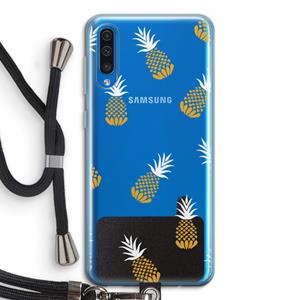 CaseCompany Ananasjes: Samsung Galaxy A50 Transparant Hoesje met koord
