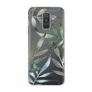 CaseCompany Tropical watercolor leaves: Samsung Galaxy A6 Plus (2018) Transparant Hoesje
