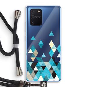 CaseCompany Gekleurde driehoekjes blauw: Samsung Galaxy Note 10 Lite Transparant Hoesje met koord