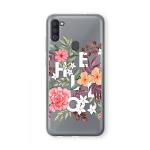 CaseCompany Hello in flowers: Samsung Galaxy A11 Transparant Hoesje