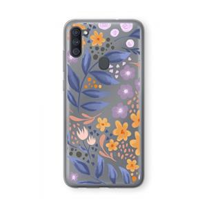 CaseCompany Flowers with blue leaves: Samsung Galaxy A11 Transparant Hoesje