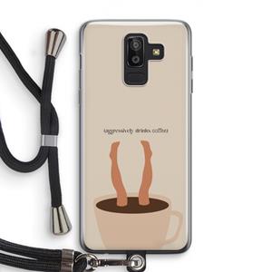 CaseCompany Aggressively drinks coffee: Samsung Galaxy J8 (2018) Transparant Hoesje met koord