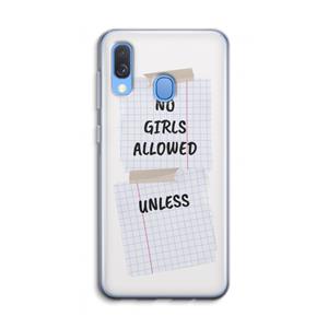 CaseCompany No Girls Allowed Unless: Samsung Galaxy A40 Transparant Hoesje