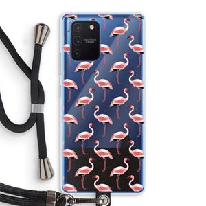 CaseCompany Flamingoprint groen: Samsung Galaxy Note 10 Lite Transparant Hoesje met koord