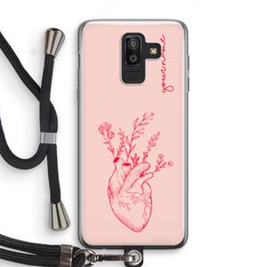 CaseCompany Blooming Heart: Samsung Galaxy J8 (2018) Transparant Hoesje met koord