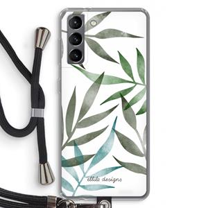 CaseCompany Tropical watercolor leaves: Samsung Galaxy S21 Transparant Hoesje met koord
