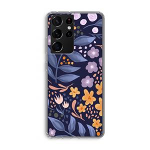 CaseCompany Flowers with blue leaves: Samsung Galaxy S21 Ultra Transparant Hoesje