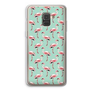CaseCompany Flamingoprint groen: Samsung Galaxy A8 (2018) Transparant Hoesje