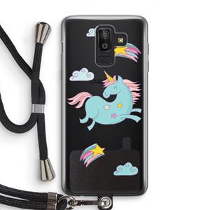 CaseCompany Vliegende eenhoorn: Samsung Galaxy J8 (2018) Transparant Hoesje met koord