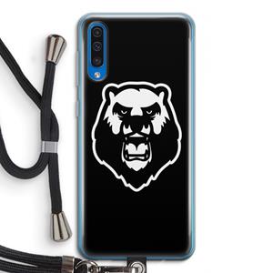 CaseCompany Angry Bear (black): Samsung Galaxy A50 Transparant Hoesje met koord