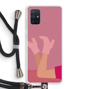 CaseCompany Pink boots: Samsung Galaxy A71 Transparant Hoesje met koord