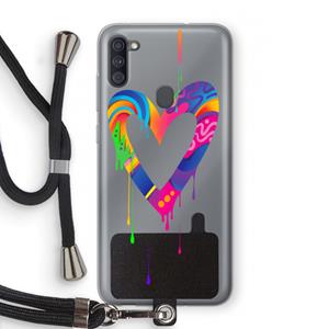 CaseCompany Melts My Heart: Samsung Galaxy A11 Transparant Hoesje met koord