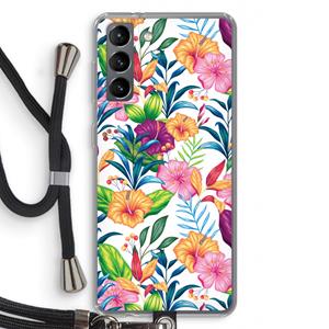 CaseCompany Tropisch 2: Samsung Galaxy S21 Transparant Hoesje met koord
