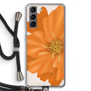 CaseCompany Orange Ellila flower: Samsung Galaxy S21 Transparant Hoesje met koord