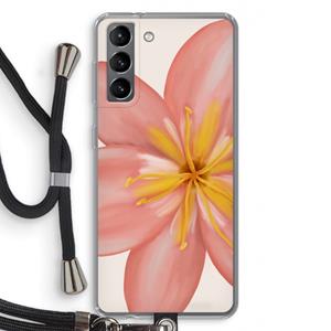 CaseCompany Pink Ellila Flower: Samsung Galaxy S21 Transparant Hoesje met koord