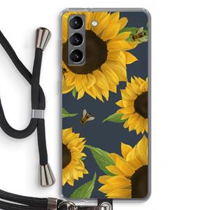 CaseCompany Sunflower and bees: Samsung Galaxy S21 Transparant Hoesje met koord