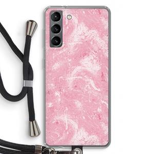 CaseCompany Abstract Painting Pink: Samsung Galaxy S21 Transparant Hoesje met koord