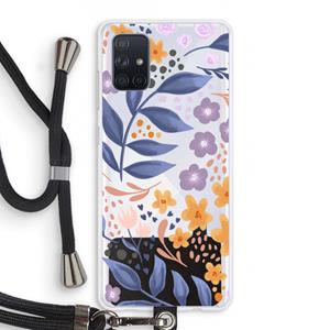 CaseCompany Flowers with blue leaves: Samsung Galaxy A71 Transparant Hoesje met koord