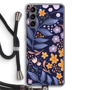 CaseCompany Flowers with blue leaves: Samsung Galaxy S21 Transparant Hoesje met koord