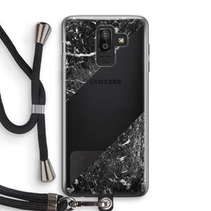 CaseCompany Zwart marmer: Samsung Galaxy J8 (2018) Transparant Hoesje met koord