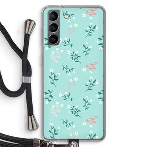 CaseCompany Small white flowers: Samsung Galaxy S21 Transparant Hoesje met koord
